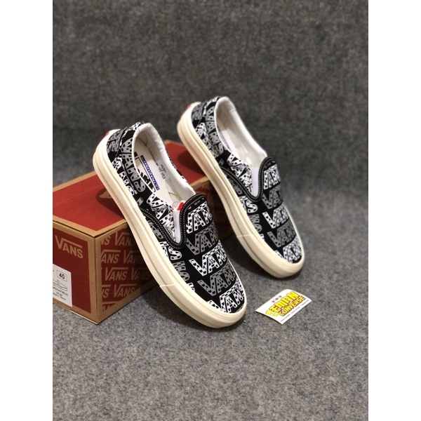 [ BAYAR DI TEMPAT ] VANS SLIP ON TRASHER BLACK WHAITE WAFDLE DT