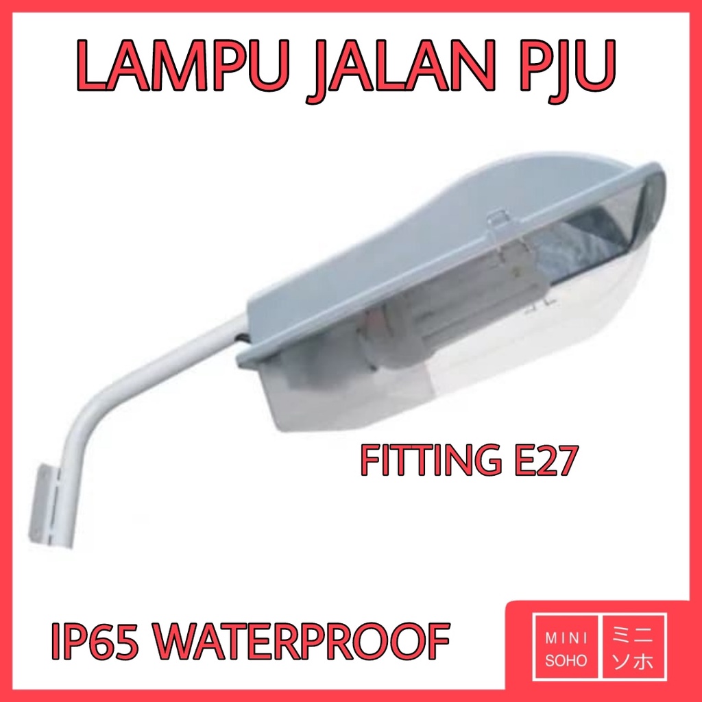 Kap Lampu Jalan PJU Waterproof LED Outdoor Fiting E27 + TIANG KABEL