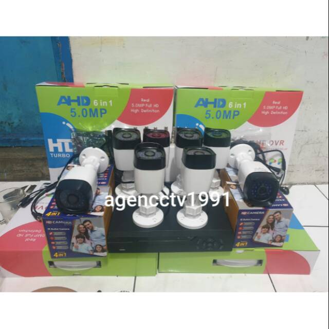 paket cctv  8chanel 8 kamera 5mp full hd outdoor anti air