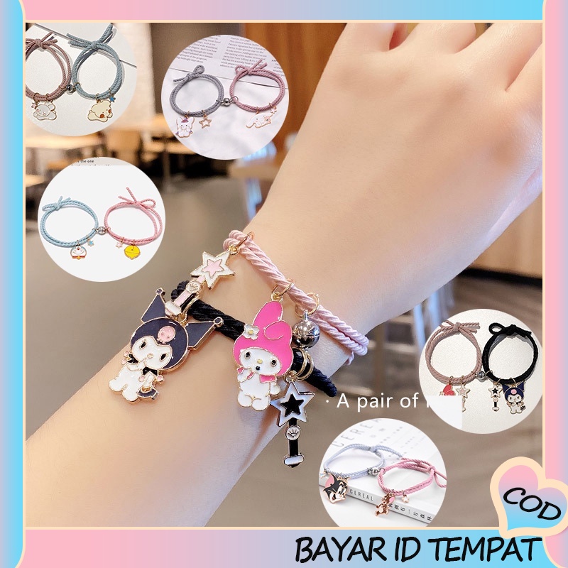 COD✨2Pcs/1Pasang Gelang Couple Magnet Wanita Tali Menenun Attract Persahabatan Tangan Wanita Bracelets Adjustable