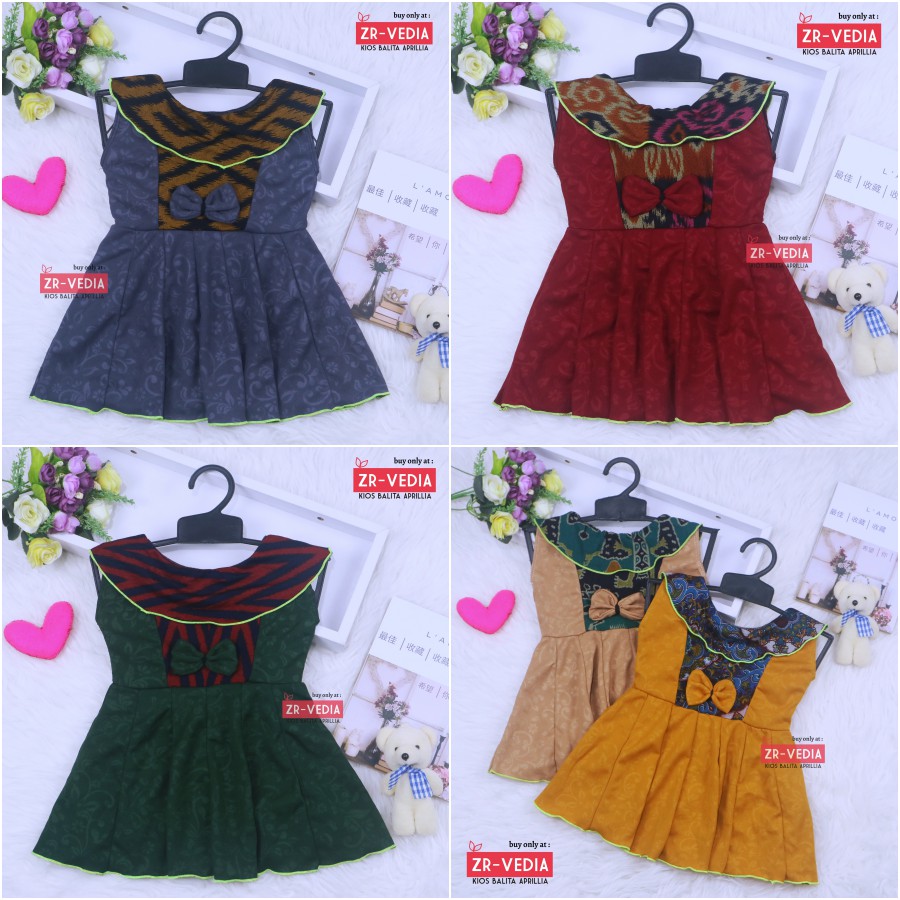 Dress Batik uk Bayi 0-12 Bulan / Dres Anak Perempuan Pakaian Baju Atasan Pesta Formal Kids Baby