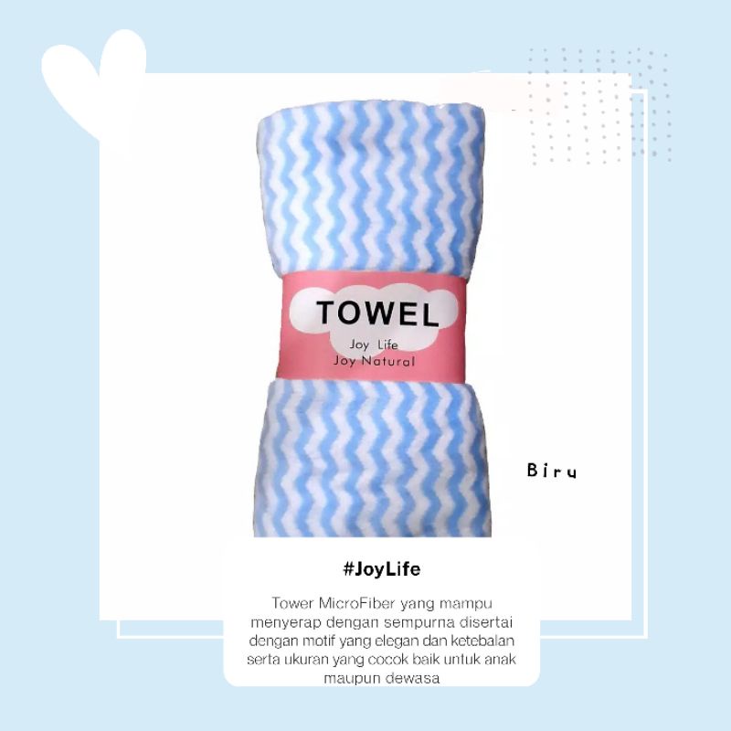 Handuk Mandi Anak &amp; Dewasa Towel JOY LIFE 50x100cm dan 70x140cm motif ZIGZAG