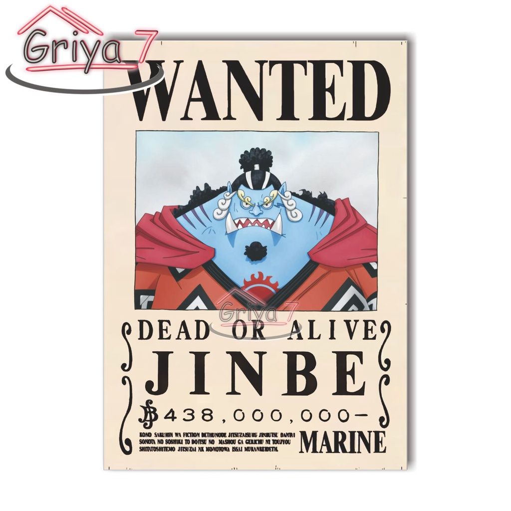 HIASAN DINDING BOUNTY ONE PIECE POSTER KAYU ANIME DEKORASI DINDING JINBE