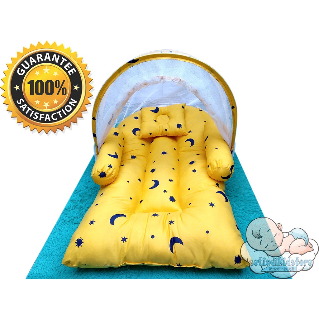 Kasur Lipat Bayi Set Kelambu Bantal Guling Motif Star Moon Merk setiadikidstore | Tempat Tidur Baby