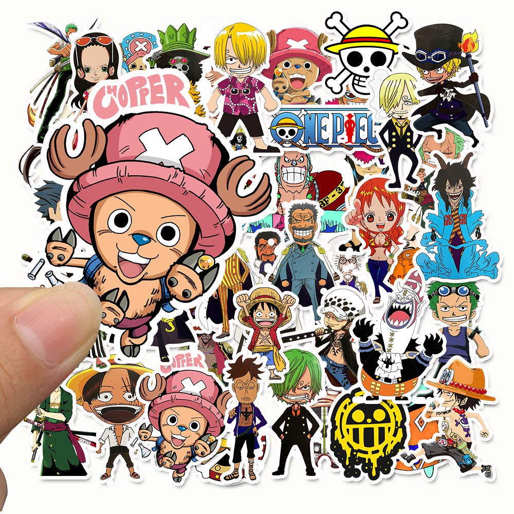 50pcs Anime 2019 ONE PIECE Luffy Stickers For Car Laptop PVC Backpack Home Decal Pad Bicycle PS4 waterproof Decal