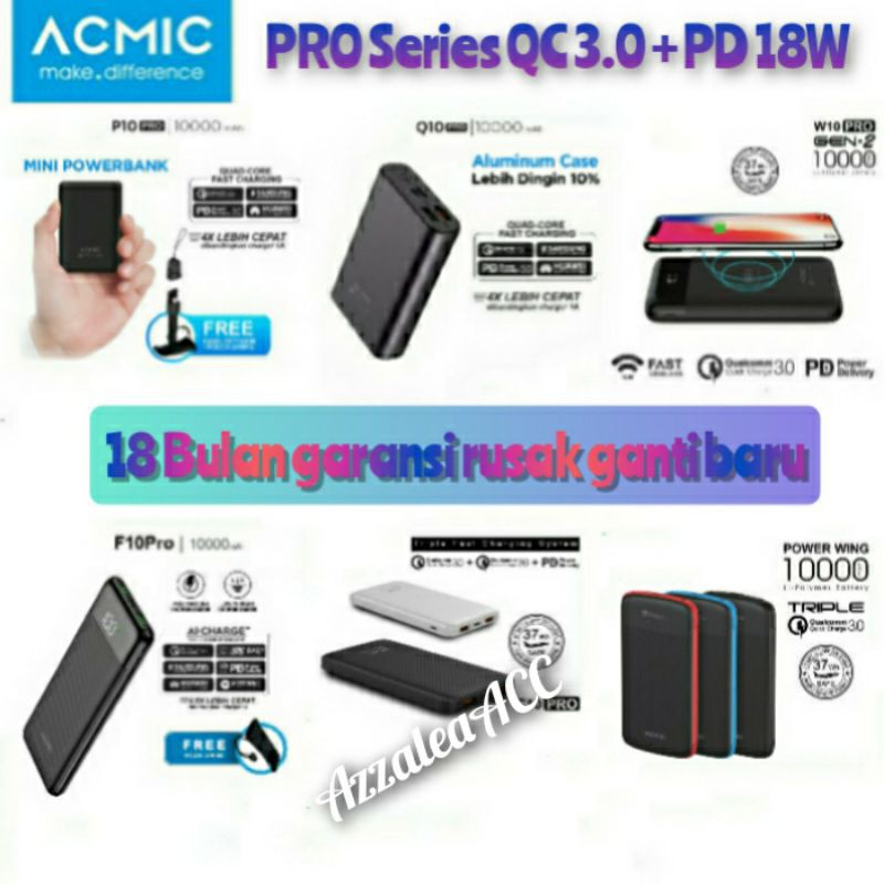 PowerBank Acmic P10PRO Q10PRO C10PRO F10PRO W10PRO Power Wing 10000mAh Quick Charge 3.0 + PD 18W