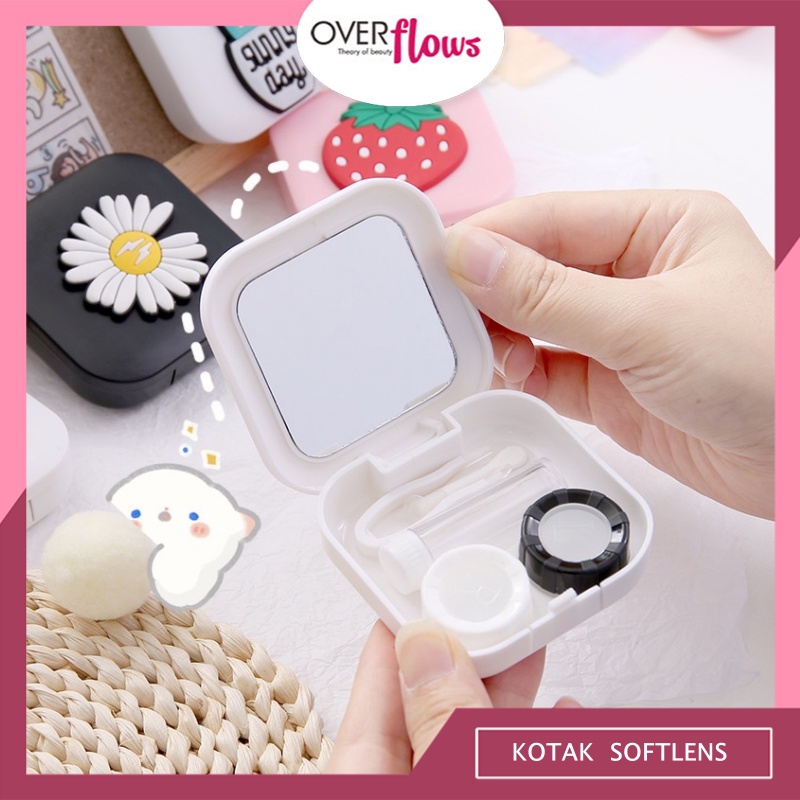 OVERFLOWS.ID KOTAK TEMPAT SOFTLENS KAIDA MINI SOFT LENS CASE CERMIN TEMPAT PENYIMPANAN LENSA KONTAK MATA TRAVEL MOTIF KARAKTER