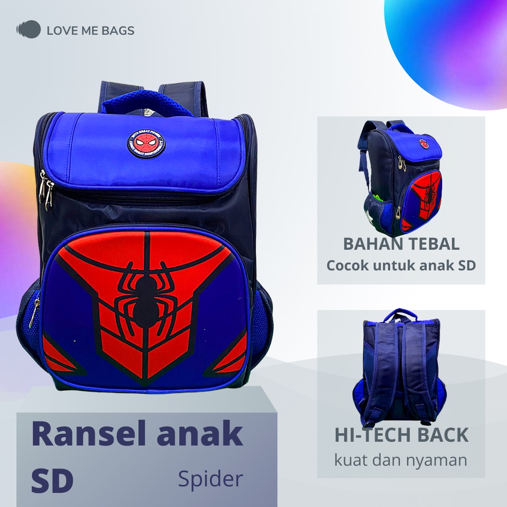 LMB Tas Anak Sekolah SD Laki Laki Import Gambar Karakter Superhero Timbul 6D Bahan Nilon Premium