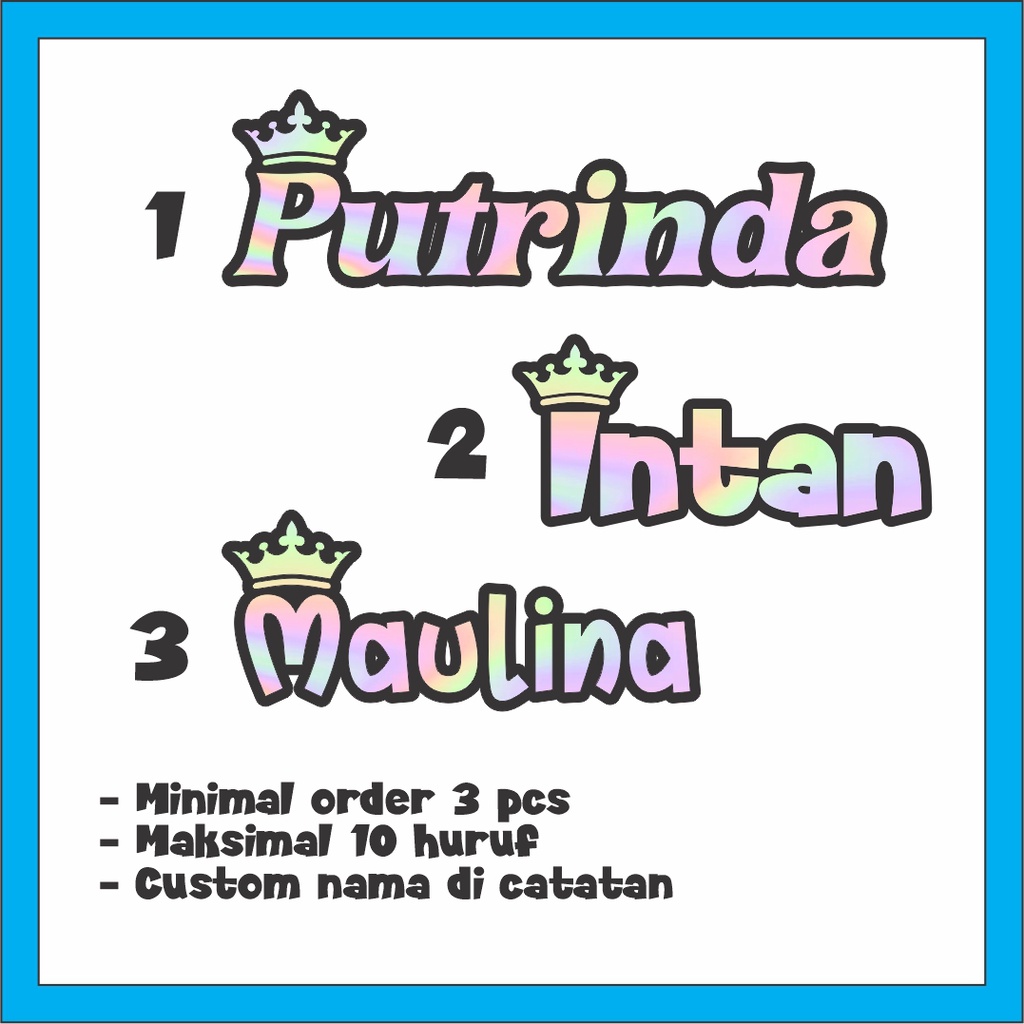 Sticker custom nama hologram stiker cutting custom