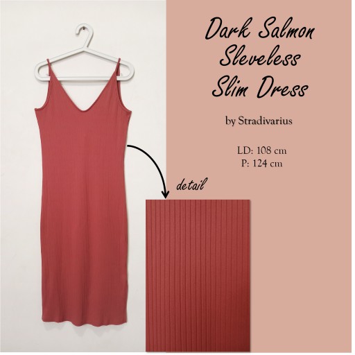 Preloved Overall Dress Kamisol Tank Top Panjang Pink Salem Branded Stradivarius