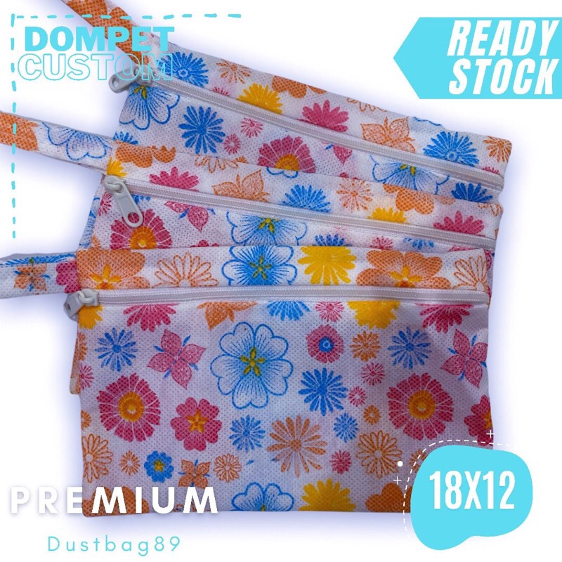 POUCH DOMPET SPUNBOND MOTIF MURAH UKURAN 18.12