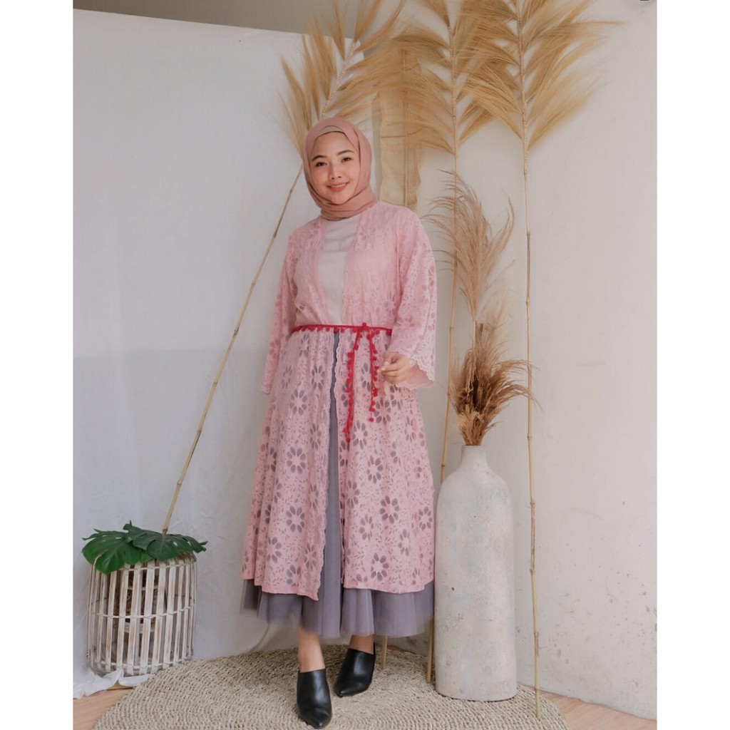 Outer Bianca Brokat Dusty Pink /Outer Casual / Outer Cantik