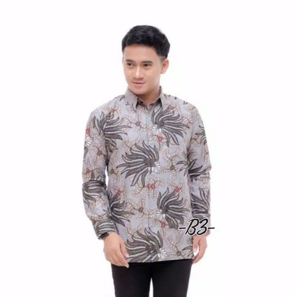 Kemeja Batik Pria Atasan Formal Baju Kerja Motif Unik Lengan Panjang Seragam Kondangan Kantor Noah 5