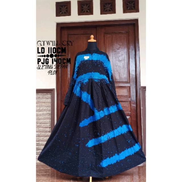 MODEL GAMIS TWIL ORI WARNA BIRU BAJU MUSLIM KWALITAS PREMIUM