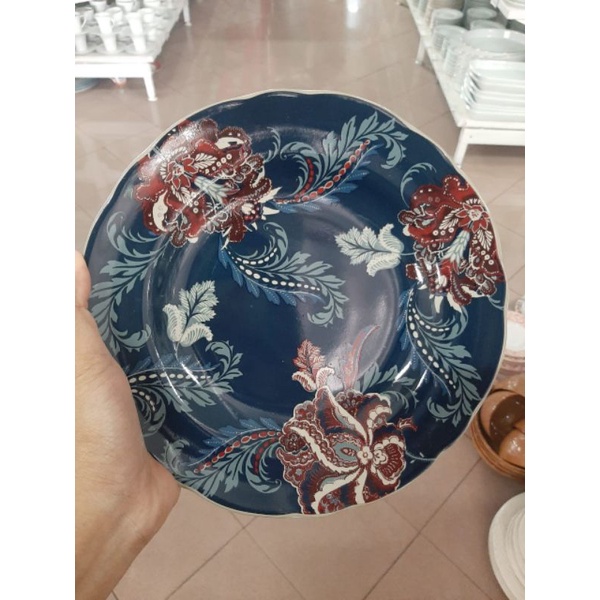FLOWER SALAD PLATE PIRING KERAMIK SANGO MOTIF BUNGA JADUL VINTAGE ANTIK KLASIK KOLEKSI PAJANGAN HIAS
