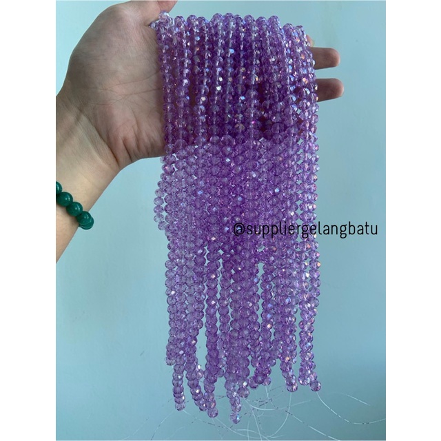 Crystal Ceko 8mm PURPLE QUARTZ ungu bening manik bakpao rondele craft