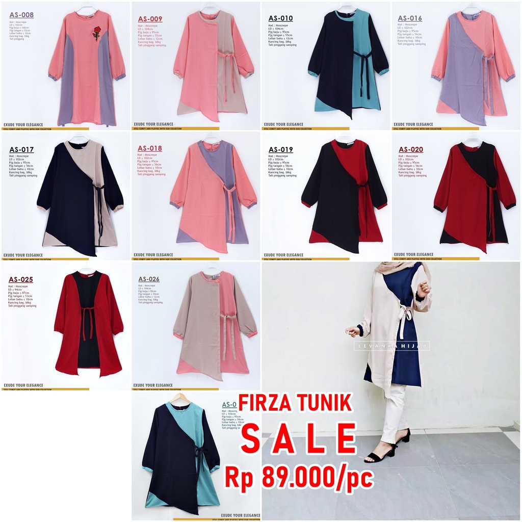 Aneka Atasan Tunik / Firza Tunik wanita bahan Moscrepe