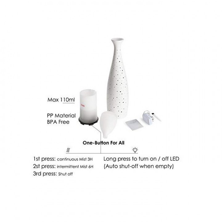 H48 - Ceramic Decorative Porcelain Humidifier LED Light - 110 ML