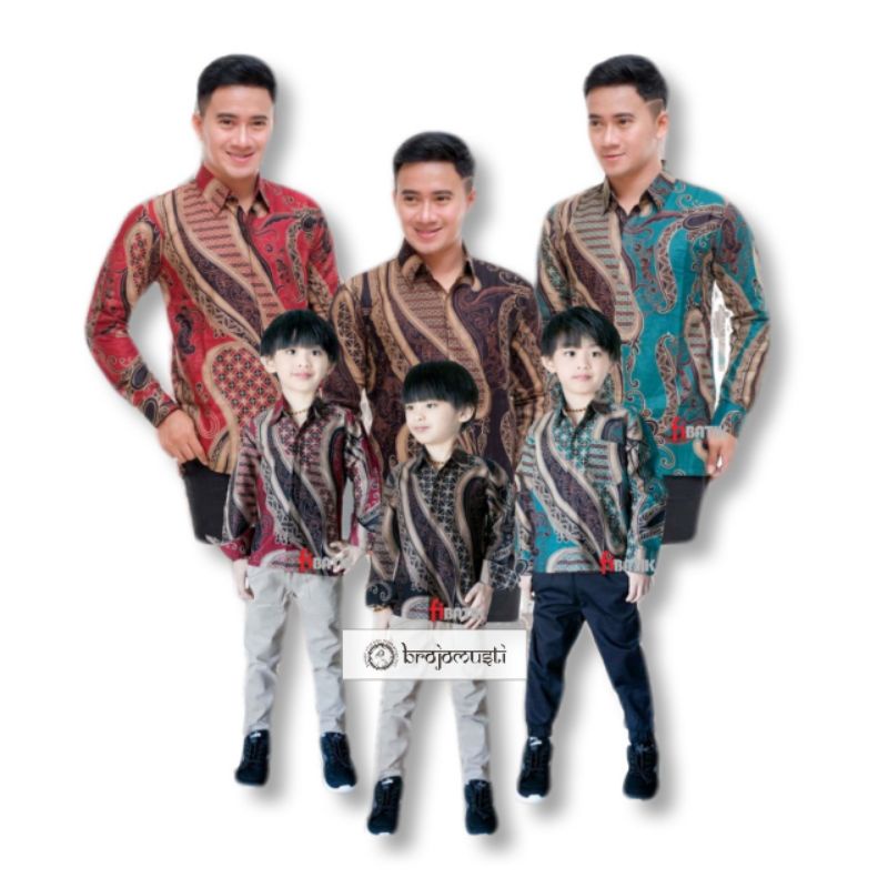 BAJU BATIK ANAK LAKI-LAKI MOTIF BANYU MILI - KEMEJA BATIK ANAK LAKI-LAKI LENGAN PANJANG UMUR 2-12 TAHUN - COUPLE BATIK KELUARGA - SERAGAM BATIK KELUARGA - SARIMBIT