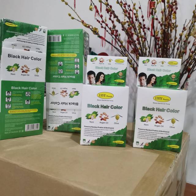 135y BSY Premium Black Hair Color Shampoo isi 10 sachet f781351 F1