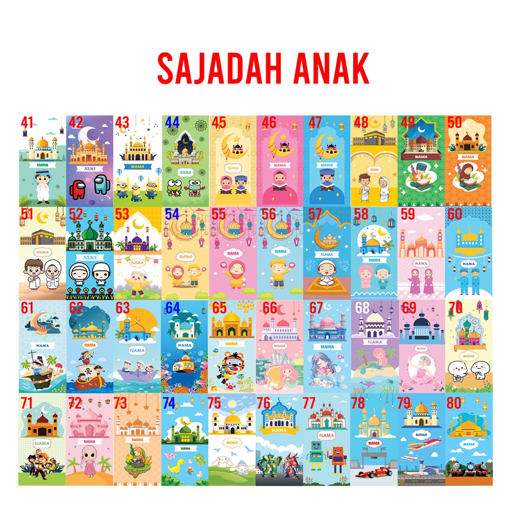 Custom Nama Sajadah Anak Karakter Kado Hadiah Ultah Souvenir Kelulusan Juara Naik Kelas Ulang Tahun Baby Shark-5