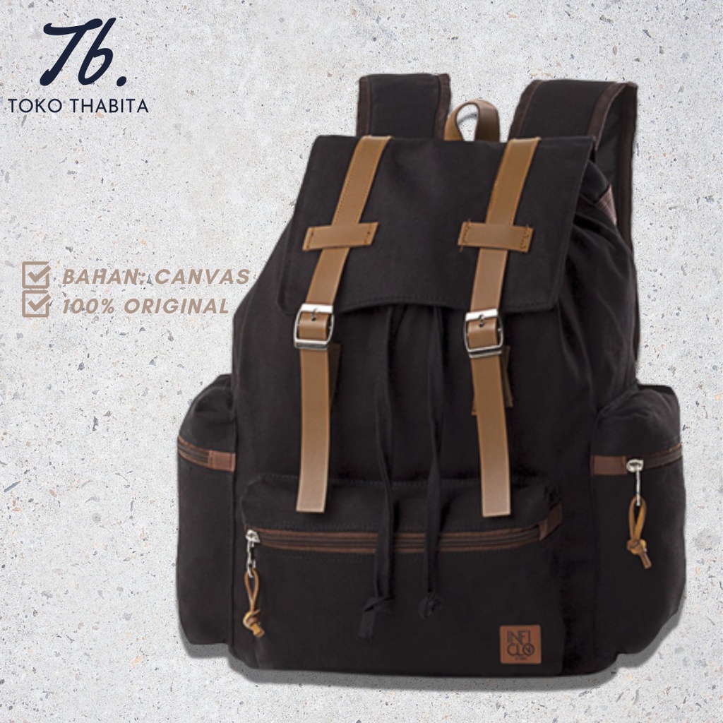 Toko Thabita Tas Punggung Inficlo Original Ransel Pria Wanita Kanvas Backpack Multifungsi