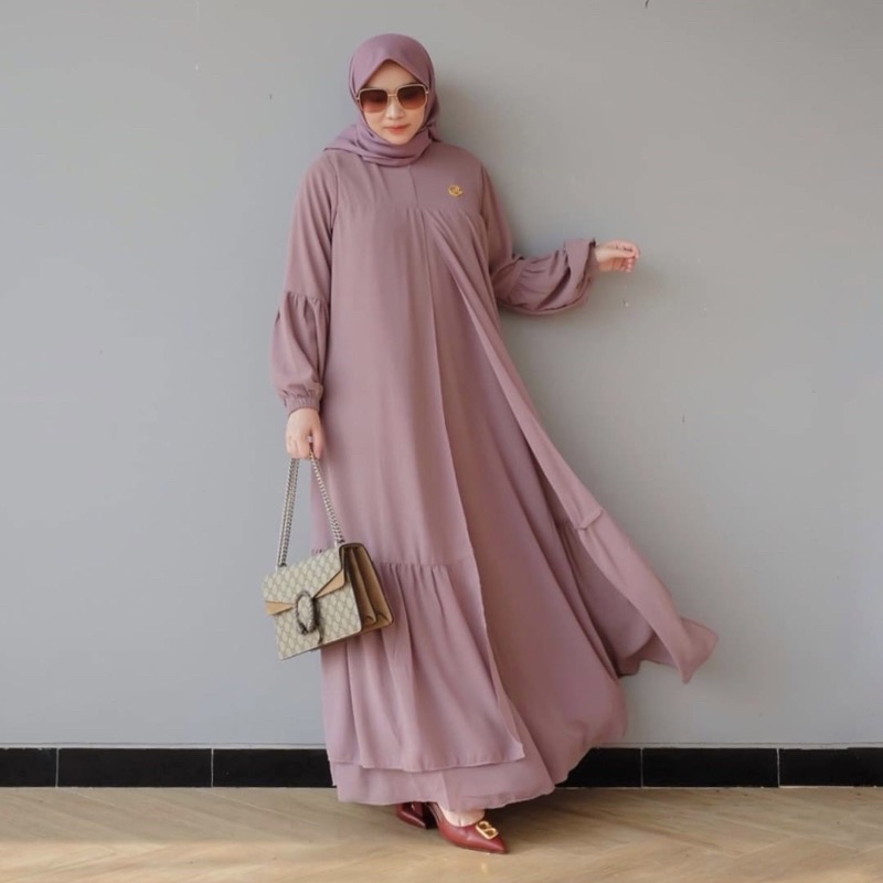 DYN - Basic Yoona Dress - Gamis Wanita Polos Busui Friendly-Plum