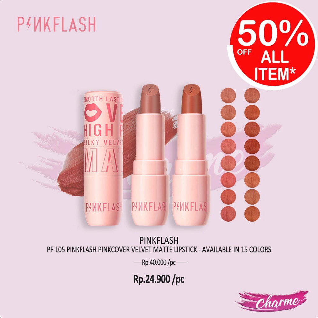 (READY &amp; ORI) Pinkflash Pink Flash Pink Cover Velvet Matte Lipstick L05 L 05