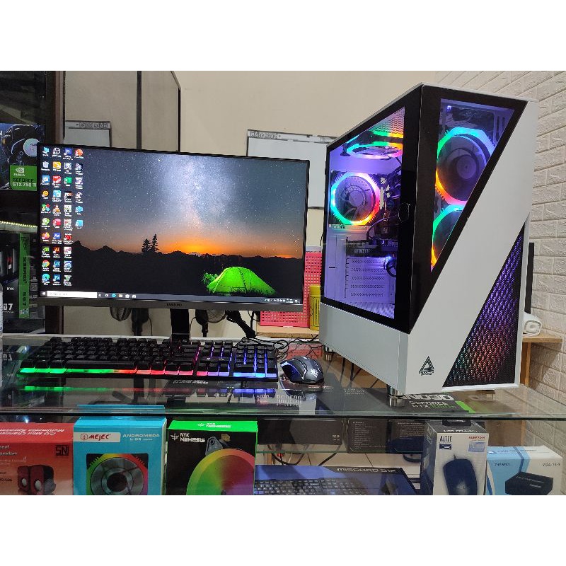 PC Gaming Editing Intel Core I7 3770 Ram 16Gb SSD 256Gb Vga Gtx 1650  Monitor Samsung SR35 24Inch Siap Pakai