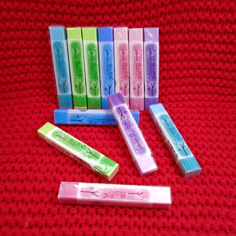 

Penghapus pensil bentuk panjang motif berbagai warna karet pencil eraser