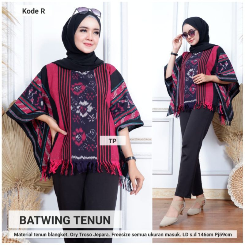 Outer Batwing Tenun Etnik Merah