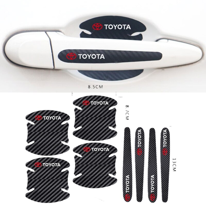 4/8PCS Car-styling Stiker Toyota Fiber Karbon Handle Pintu Mobil Dekorasi Aksesoris Elegan For Rush Calya Starlet Supra Yaris Agya Fortuner Dyna