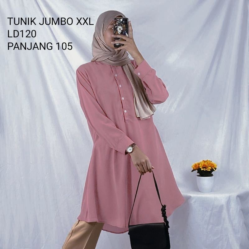 TUNIK JUMBO/TUNIK MUSLIMAH/TUNIK JUMBO LD120&amp;102/PANJANG 105/BIG SIZE/MOSCEPE IMPORT PREMIUM/TUNIK TERLARIS/TUNIK BRILLIE/REALPICT