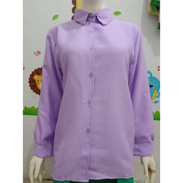 Kemeja Wanita Casual/Kemeja Basic/Kemeja Polos/Kemeja Jumbo-Lylac