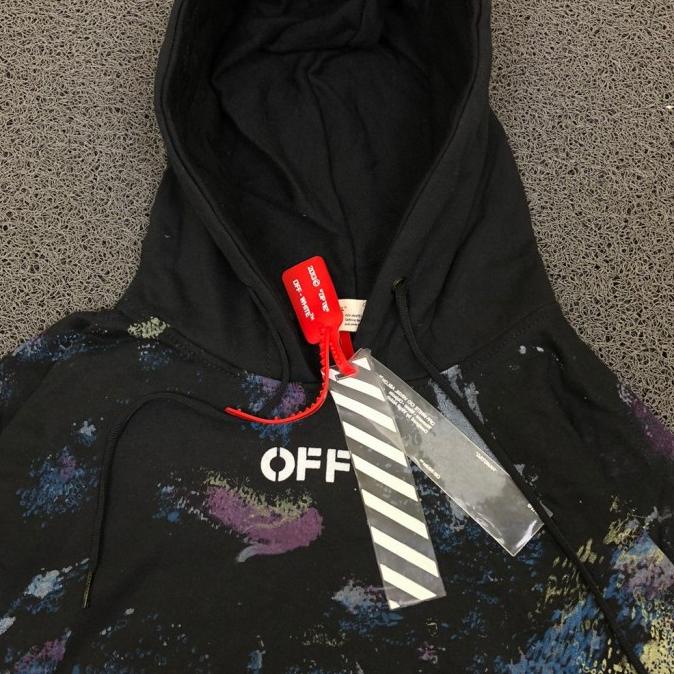 JAKET ZIPPER HOODIE OFF WHITE GALAXY PAINT SPLATTER HITAM PREMIUM AUTH