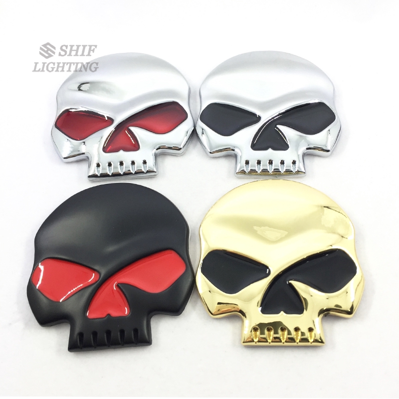 1Pc Stiker Emblem / Badge Motif Harley Davidson Logo Tengkorak Bahan Metal untuk Motor / Mobil