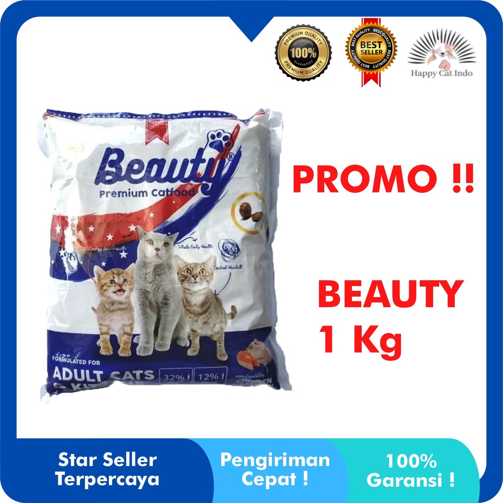 Makanan Kering Dry Cat Food BEAUTY 1 KG Kemasan Repack