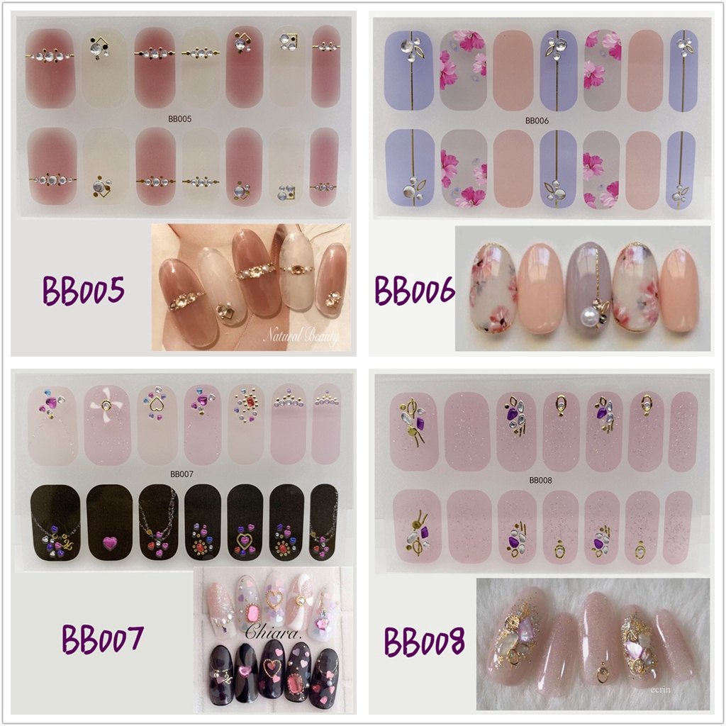 Stiker Kuku 3d Desain Berlian Mutiara Permata Warna-Warni Untuk Manicure Bb001-018