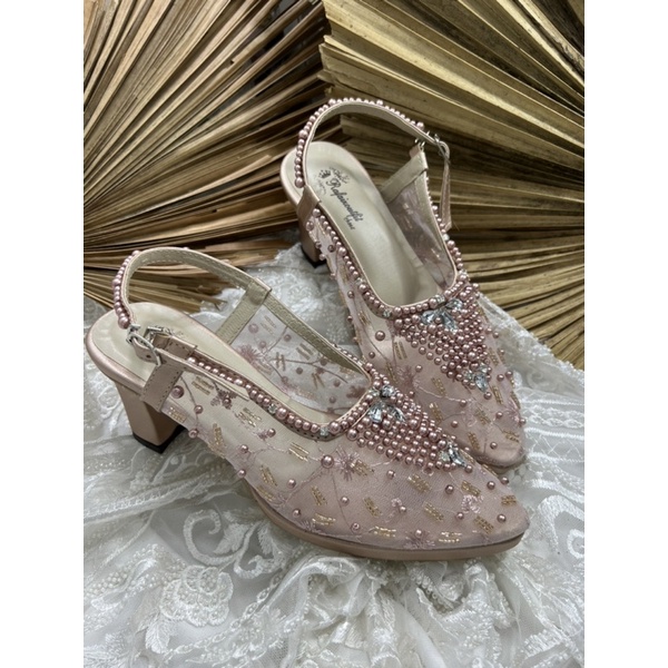 sepatu wanita wedding kiyarisa rosegold tali tinggi 7cm tahu