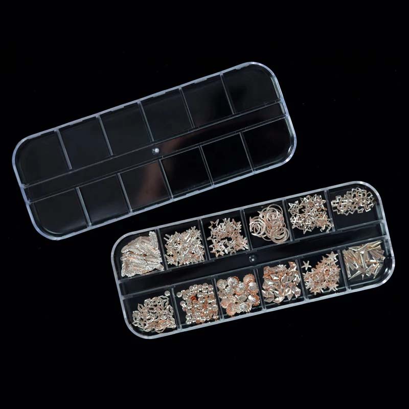 Kotak Display Perhiasan / Berlian Imitasi Nail Art Kosong 12 Slot