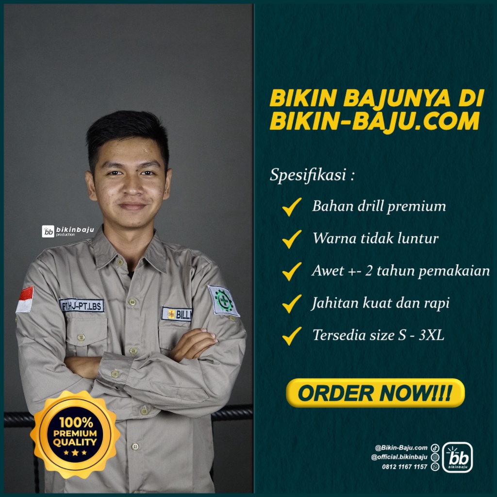 Kemeja Kerja Pria - Seragam Kerja Lapangan - Seragam Kantor - Seragam Custom - Seragam PDH - Seragam