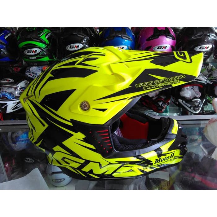 Excelent Helm GM Super Cross Super Moto Flourecent