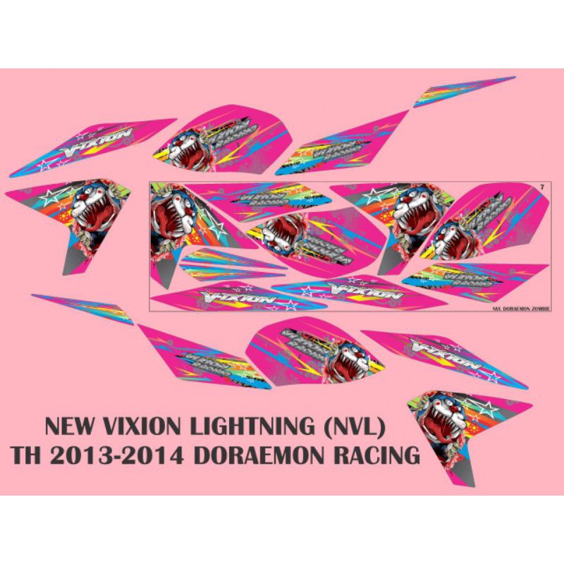 STIKER STRIPING MOTOR NEW VIXION LIGHTNING (NVL) TH 2013-2014 DORAEMON RACING