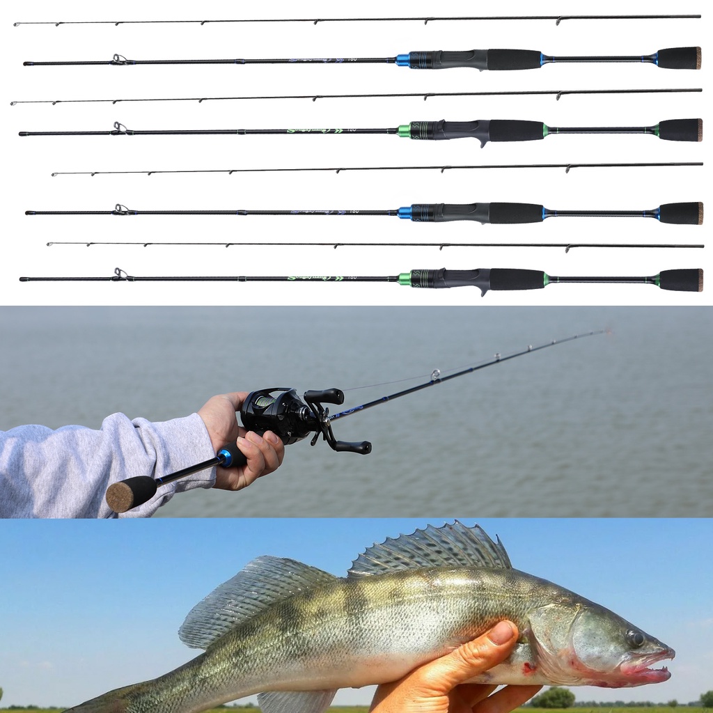 Pancing Set Fishing Rod 2 Sections Carbon Fiber 1.8M 2.1M Slow Rocking Spinning Fishing Rod Soft Two Color Fishing Rod Fishing Rod