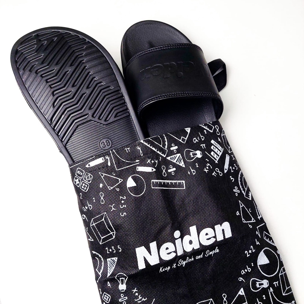 Sandal Slop Hitam Pria Wanita Slip On Flip Flop Basic Karet Distro Casual Anti Slip Quality Original by Neiden - (BISA COD)-5