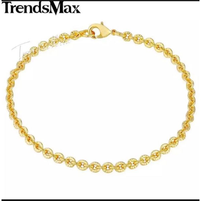 Gelang Titanium Wanita Model Grafir Warna Gold dan Silver Dewasa