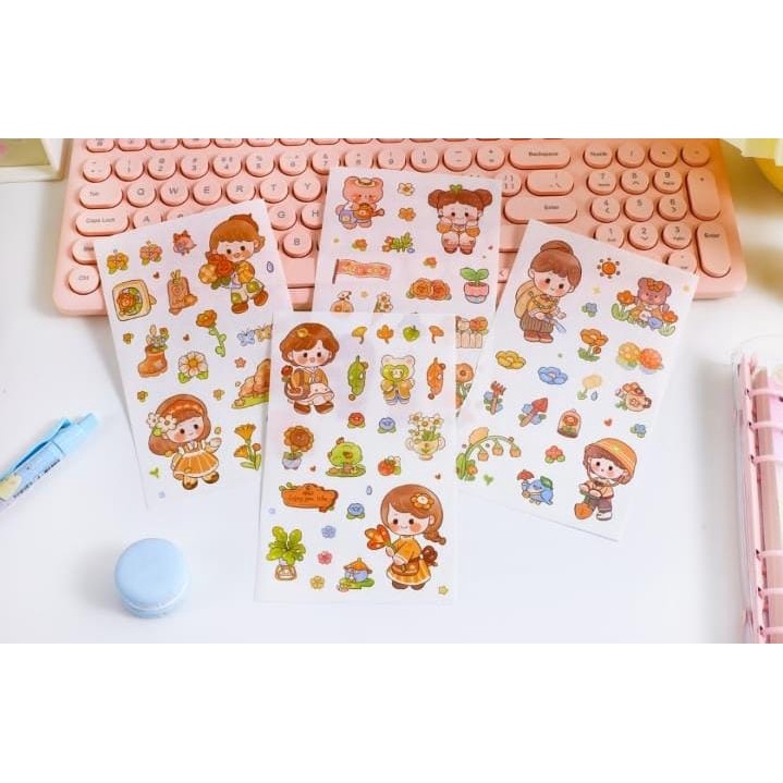 PAOPAO Stiker Import isi 4 Lembar Happy Fun People Orang Kartun Cute Scrapbook