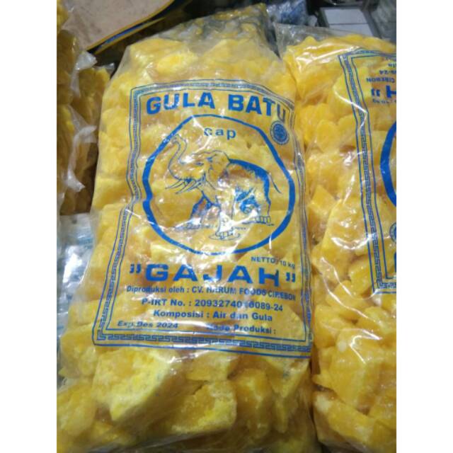 

Gula Batu Kuning CAP GAJAH Khas Cirebon Kemasan 10 Kg