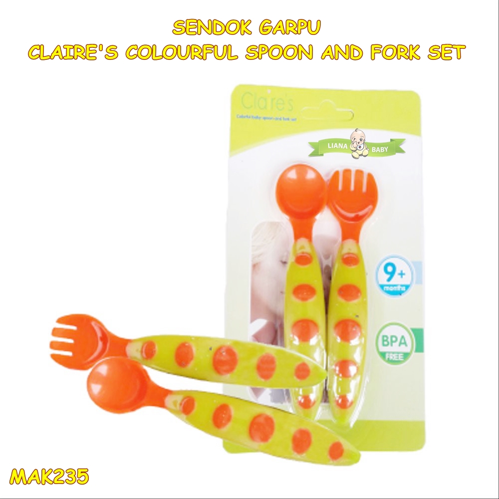 MAK235 SENDOK GARPU CLAIRE'S COLOURFULL SPOON &amp; FORK SET