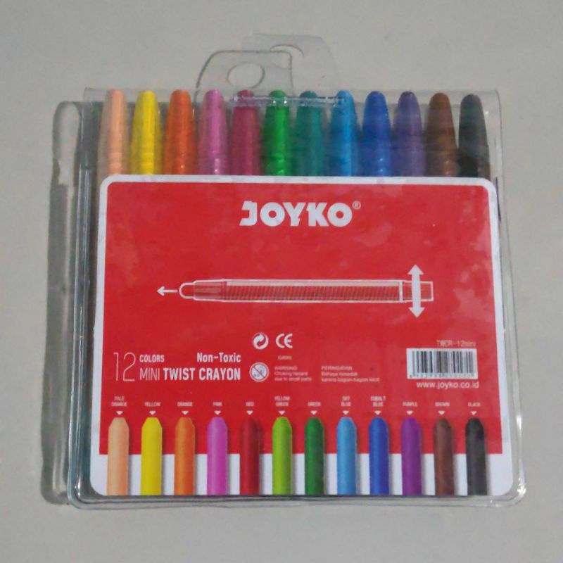 Joyko Krayon Oil Pastel 12 Warna Twist Crayon Putar Non Toxic anak Menggambar